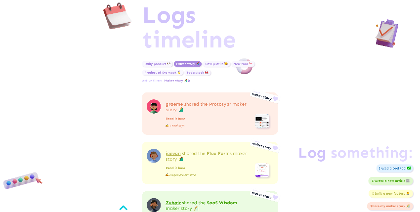 maker stories - timeline screenshot
